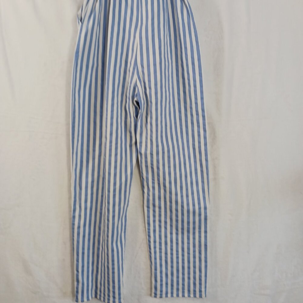 Main Strip, Blue & White Stripe, Off Shoulder Jumpsuit, Spaghetti Straps, Medium - Picture 10 of 14